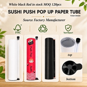 Boîtes d'emballage biodégradables en rouleaux avec <span class=keywords><strong>tubes</strong></span> push-up en papier alimentaire rond pour sushis, impression <span class=keywords><strong>de</strong></span> logo personnalisée - Product Image 3