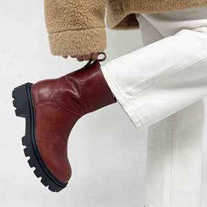 Bottes en cuir décontractées personnalisées pour femmes, nouveau style, respirantes, <span class=keywords><strong>talon</strong></span> carré, pour l'automne - Product Image 3