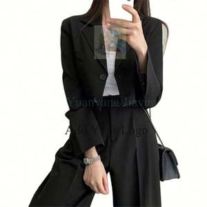 2024 femmes printemps automne petit costume haut vente chaude nouveau Design fermeture à glissière imprimé Techniques couleur unie saison d'hiver - Product Image 1