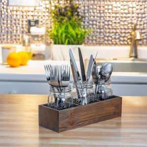 Ahşap mutfak eşyası tutucu dekoratif rustik <span class=keywords><strong>Mason</strong></span> kavanoz masa düzenlemeleri - Product Image 4