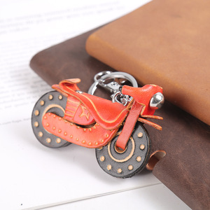 Zenos Vintage Auto colgante llavero elegante cuero de vaca genuino motocicleta Keycase decoraciones colgantes de moda - Product Image 2
