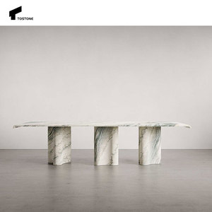 Tostone Luxurious Natural Red Marble Stone Oval <strong>Console</strong> <strong>Table</strong> for Indoor Living Room Hotel Durable Furniture Decoration - Product Image 2