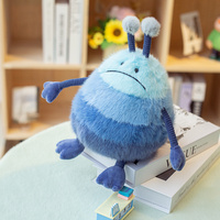 Peluche bleue Little Monster avec antennes, visage triste, jouet en peluche super doux pour enfants, décoration de bureau, décoration de la maison, cadeau d'anniversaire