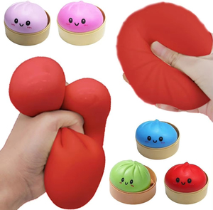 2026 New Dumpling Colorful Dumplings Stress Balls <b>Fidget</b> Sensory, Squeeze Dough Ball Stress Relief Hand with Food Steamer - Product Image 6