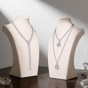 Présentoir de bijoux en forme de mannequin sur mesure, vente en gros directe usine, buste de présentation de colliers en microfibre pour comptoir de magasin - Product Image 2
