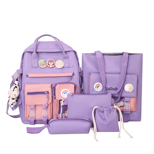 Ensemble de sacs d'école en <span class=keywords><strong>Nylon</strong></span>, 5 pièces, pour adolescentes et filles, sac à dos kawaii, pour enfant, étudiant, nouvelle collection, offre spéciale, - Product Image 1