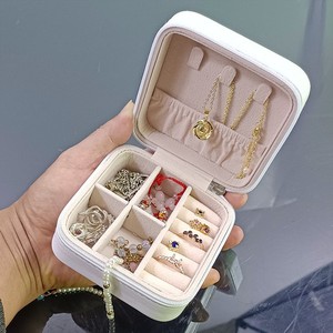 Mini Jewelry Box PU Material 5 Inch Zipper Closure Lightweight Storage Case For Ear Studs Rings Necklaces Travel Organizing - Product Image 1