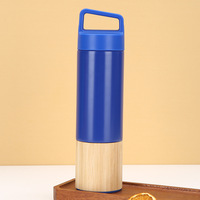 Bouteille d'eau isotherme en acier inoxydable à double paroi de 550 ml avec couvercle et poignée, en bambou écologique, personnalisable avec logo OEM, idéale pour le bureau et les voyages, vente en gros