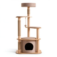 Arbre à chat durable de style japonais, gain de place, en chêne massif, avec lit intégré et griffoir en sisal – Mobilier moderne pour animaux de compagnie