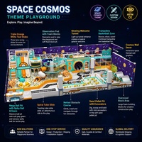 Fabricant professionnel d'équipements de jeux intérieurs sur le thème de l'espace, avec trois toboggans, structures à balles pointues et tunnel lumineux