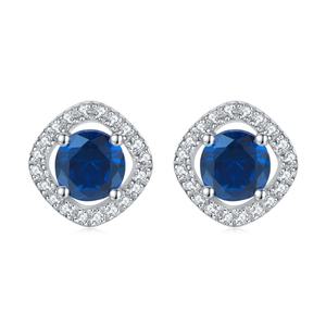 Women's Trendy Sterling Silver Jewelry Sets Square Blue Zircon Rhodium Plated for Wedding Engagement Anniversary Party Gifts - Product Image 3