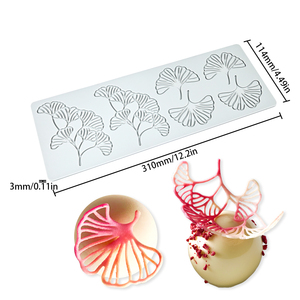 Moule en silicone en forme de feuille de Ginkgo - Moule à fondant en forme d'éventail à 4 cavités pour la décoration de gâteaux, la fabrication de chocolats et de bonbons, qualité alimentaire - Product Image 4