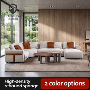 Set di Divani Componibili Moderni Quadrati in Tessuto Ecologico con Imbottitura in Spugna, Design Confortevole di Alta Qualità, Tre Posti per <span class=keywords><strong>Soggiorno</strong></span> - Product Image 1