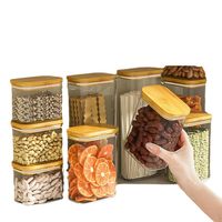 Frascos de Vidrio de Borosilicato Herméticos con Tapas de Bambú, Recipientes Apilables para Alimentos de Cocina, para Granos y Pasta