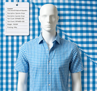 Tissu extensible teint en fil de coton, nylon et élasthanne, tissé à rayures et à carreaux, pour chemises homme et femme