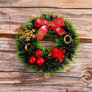 Hot Selling <b>Christmas</b> Decorations 12cm <b>Christmas</b> Rattan Wreath <b>Christmas</b> <b>Tree</b> Pendant <b>Mini</b> Wreath for Festival Party Ornament - Product Image 2