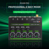 Amplificateur de microphone 4 canaux BHA MIX400-PRO, mixeur stéréo 6.35 avec RGB pour studio d'enregistrement, prix de gros d'usine, OEM CE FCC