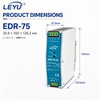 32.5mm Ultra Dar 75W DIN Raylı Güç Kaynağı 12V 24V 48V AC DC Dönüştürücü Endüstriyel SMPS EDR-75