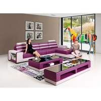 Ensemble de canapés multifonctionnels en forme de L, modernes et simples, en cuir violet, meubles de salon et de maison, canapés d'angle, canapés sectionnels