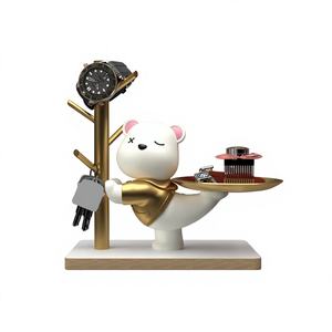 Sculpture d'art créative en résine époxy en forme d'ours, ornement décoratif, porte-clés mural pour entrée, rangement de bijoux pour bureau à domicile, cadeau de pendaison de crémaillère - Product Image 1