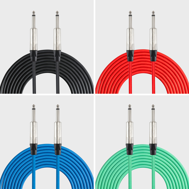 Factory Price 23AWG 6.35mm Mono TS to TS Plug Connector Audio Instrument Cable for Studio Monitors Bass Guitar Keyboard