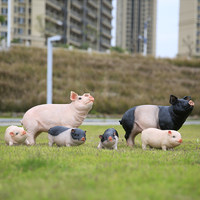 Sculpture de cochon noir réaliste de grande taille en fibre de verre renforcée, faite à la main, lumineuse, pour la décoration extérieure de pelouse et de paysage