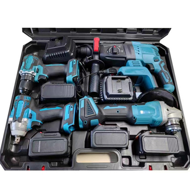 Wholesale 4Pcs Brushless Tools Set Angle Grinder Polishing Grinding+ 2in1 Impact Wrench+ Electric Hammer With 2 Battery