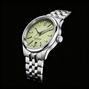 Montre automatique Miyota 9015, cadran vert sauge, date à 6 heures, bracelet en acier inoxydable, logo personnalisé, fabricants de montres OEM ODM - Product Image 2