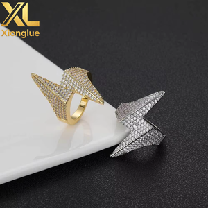18K Gold Plated Full Diamond Shaped <b>Ring</b> Hop Trend Insert Zircon <b>Ring</b> for Men Women <b>Brass</b> Jewelry - Product Image 5