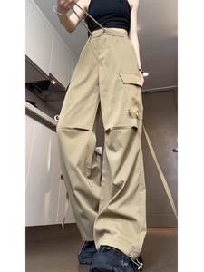 Pantalones Cargo Funcionales de Estilo Americano para Hombre y Mujer, Diseño de Cinta de Verano, Bolsillos Grandes, Seda Helada de Secado Rápido, Pierna Ancha - Product Image 6