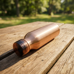 Premium Contoured Pure Copper Eco-Friendly Water <b>Bottle</b> Matte <b>Brushed</b> Sports Flask 100% Leak-Proof Ayurvedic Health Office - Product Image 2