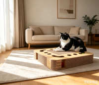 Arbre à chat moderne en carton, durable et antidérapant, facile à assembler, avec fonctions réglables