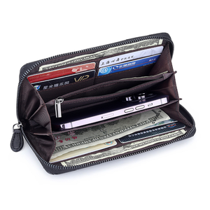 Unisex Genuine Leather Zip Around Long <strong>Continental</strong> Wallet <strong>Quilted</strong> Card Holder Portable Large Capacity Organizer - Product Image 3