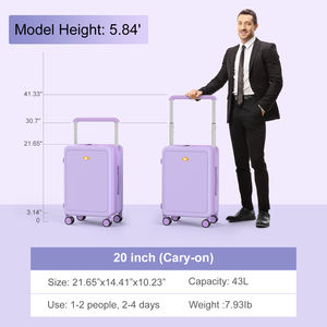 <span class=keywords><strong>Cabine</strong></span> de voyage 20 pouces ABS léger bagage à main extensible poche avant <span class=keywords><strong>valise</strong></span> à roulettes - Product Image 5