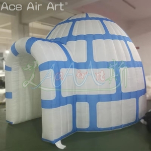 Tente de dôme <span class=keywords><strong>gonflable</strong></span> d'hiver de grotte de père noël d'igloo <span class=keywords><strong>gonflable</strong></span> bleu et blanc pour le décor extérieur de noël enfants amusement - Product Image 4