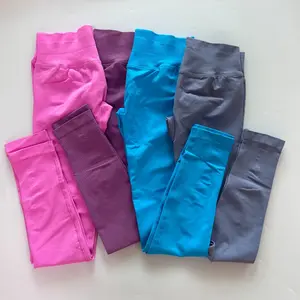 Lvd419 जिम लेगिंग महिलाओं को निर्बाध योग पैंट उच्च कमर कम रिबन बैंड फिटनेस लेगिंग - Product Image 6