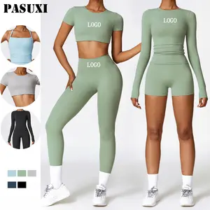PASUXI Gym vêtements vêtements actifs Yoga soutien-gorge et short ensemble licou serré haut court décontracté Fitness pantalon costume Yoga ensembles