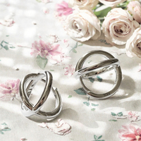 Boucles d'oreilles minimalistes en argent sterling 925, cercles entrelacés, tendance coréenne, rétro, hypoallergéniques, bijoux fins pour femmes