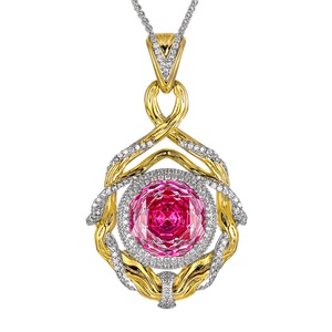 Retro Polished Eco-friendly Copper Jewelry Twist Bezel Setting Rose Cut Cubic Zirconia Pendant Necklace for Women Party Gift - Product Image 1