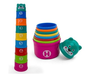 Juego de construcción de vasos apilables para niños, juguete educativo para niños pequeños, con número, <span class=keywords><strong>bañera</strong></span> y <span class=keywords><strong>playa</strong></span> - Product Image 2