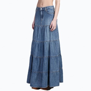 Robe longue en jean pour femme style bohème rétro, jupe en jean polyvalente style vacances - Product Image 4