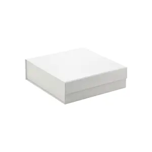 Custom screen printing logo plain white medium size square magnetic folding gift box with magnetic lid
