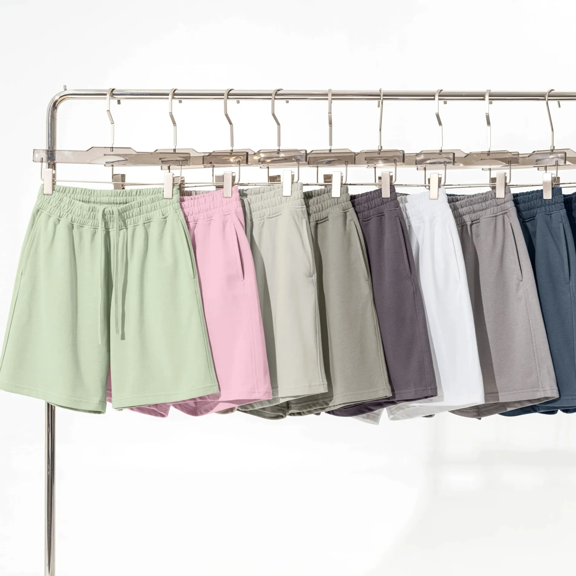 Shorts Voor Zomerstijl Hoge Kwaliteit Ademende Reflecterende Franse Badstof Katoenen Shorts Mannen Op Maat Gemaakte Blanco Shorts