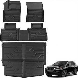 Tapis de sol KADDEN pour Nissan Rogue 2021-2026, en caoutchouc TPE <span class=keywords><strong>OLIVER</strong></span>, protection tout temps, design géométrique, faciles à nettoyer, pour l'avant et la 2ème rangée - Product Image 1