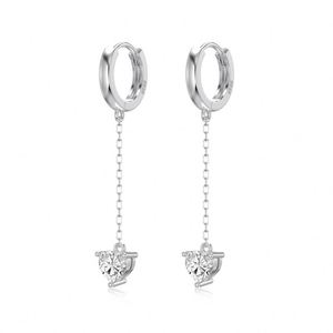 Dylam Elegance Design Fine Jewelry Earrings 925 <b>Silver</b> Dangle Tassel Love Heart 5A Zirconia <b>Hoop</b> Earrings for Women Daily Wear - Product Image 1