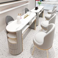 Table de Manucure Professionnelle Moderne Rose pour Bar à Ongles, Poste de Technicien de Salon de Beauté pour Ongles en Gel