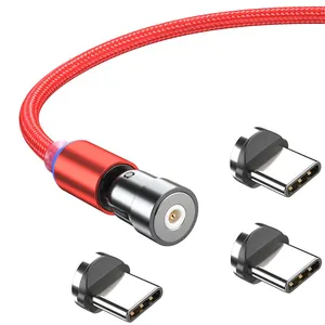 חם 3A LED כבל סוג C מהיר מטען 540 תואר מגנטי כבל Cavo USB C Kabel נתונים N50 מגנטי כבל מטען Usb Kabel