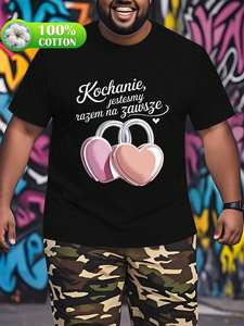 T-Shirt Kochanie Taglie Forti da Uomo, 100% Cotone 180g, Design con Cuore, Collo Tondo, Maniche Corte, Stampa con Motivo Geometrico - Product Image 3