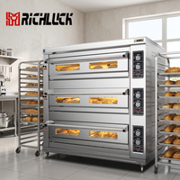 Four à gaz commercial grande capacité à 3 niveaux et 9 plateaux avec minuteur, idéal pour la boulangerie et la restauration, haute productivité, pour la préparation de pâtes à pain.