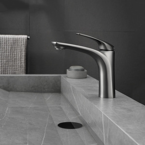 Robinet de lavabo monobloc en cuivre pur gris anthracite Vimijia, avec cartouche céramique à filetage intégré - Product Image 3